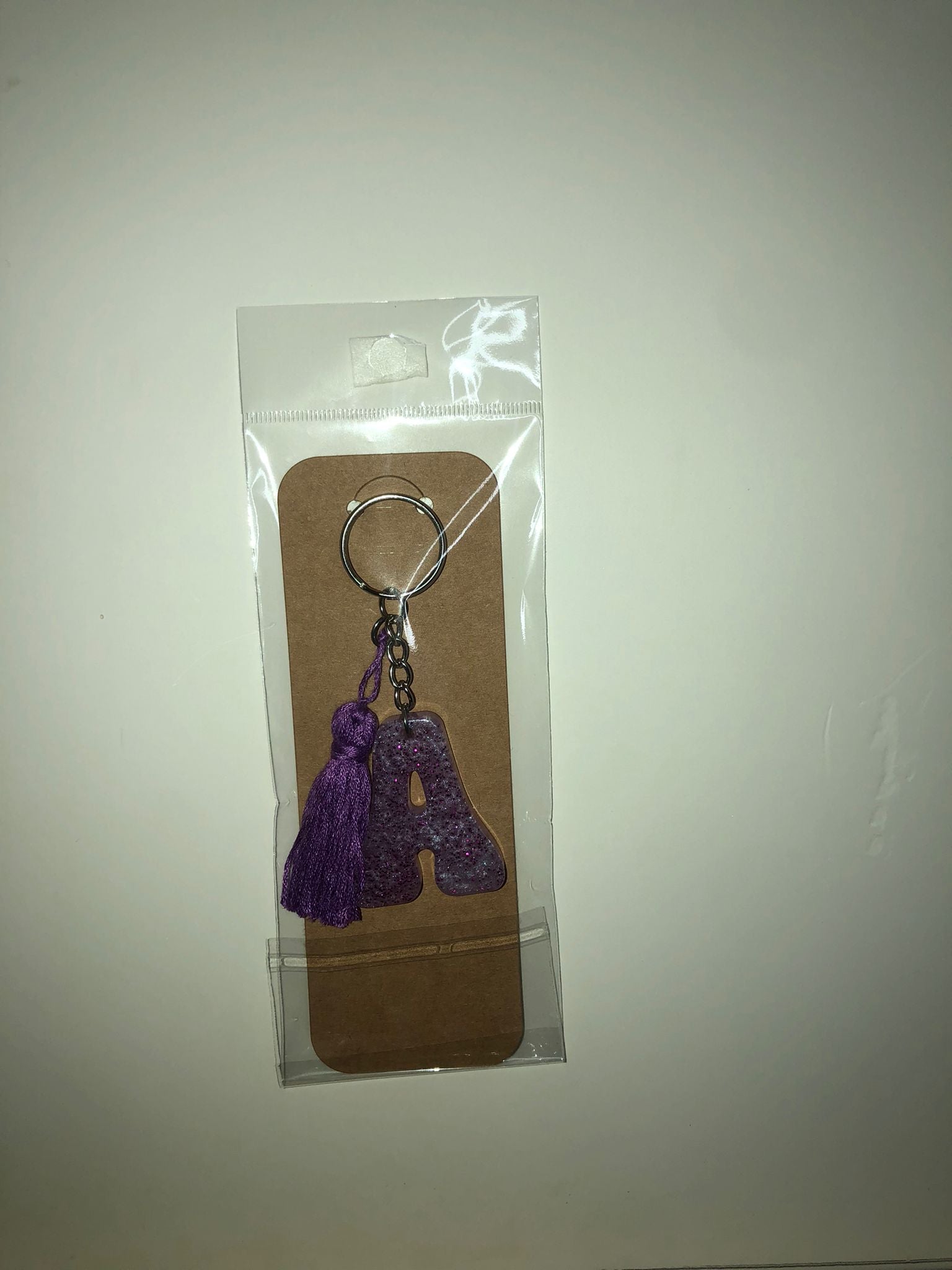 Glitter Monogram Resin Keychain with Matching Tassel