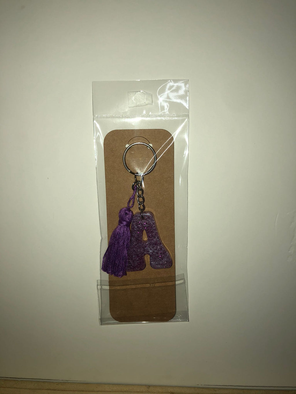Glitter Monogram Resin Keychain with Matching Tassel