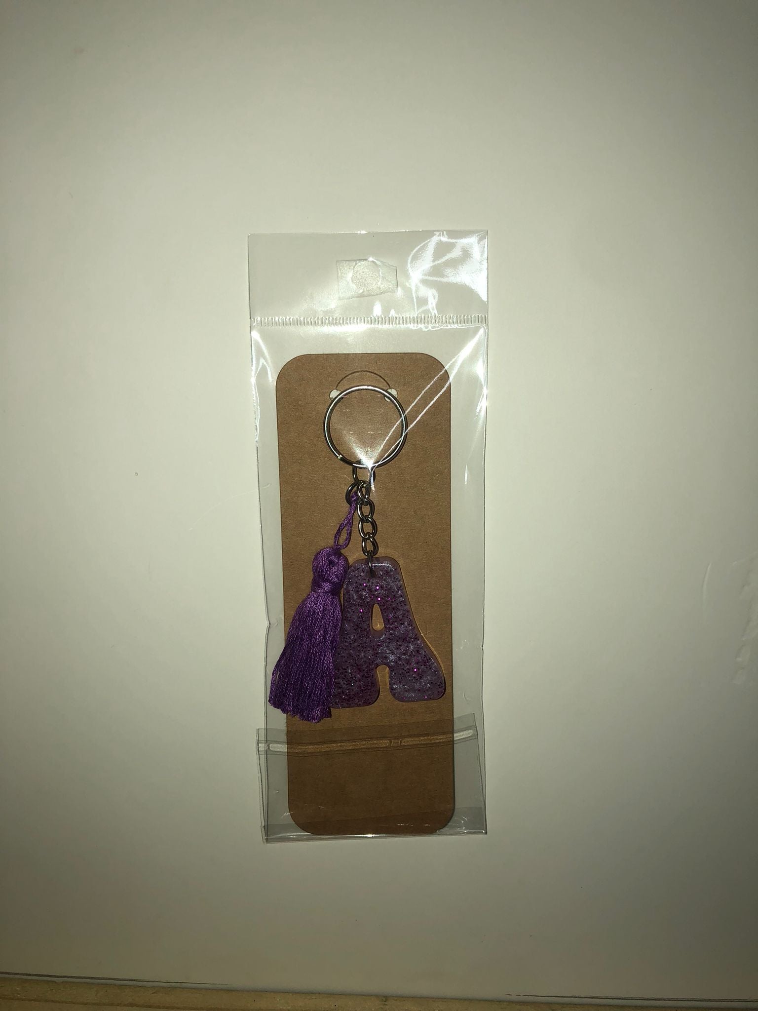 Glitter Monogram Resin Keychain with Matching Tassel