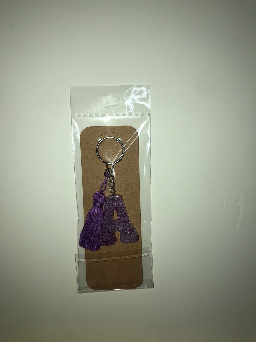 Glitter Monogram Resin Keychain with Matching Tassel
