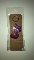 Magenta Glitter Initial Keychain with Matching Star Charm