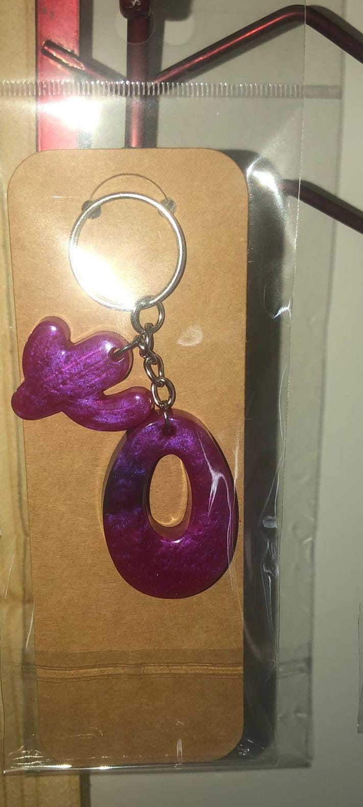 Galactic Violet Monogram Keychain | Resin Cactus Charm