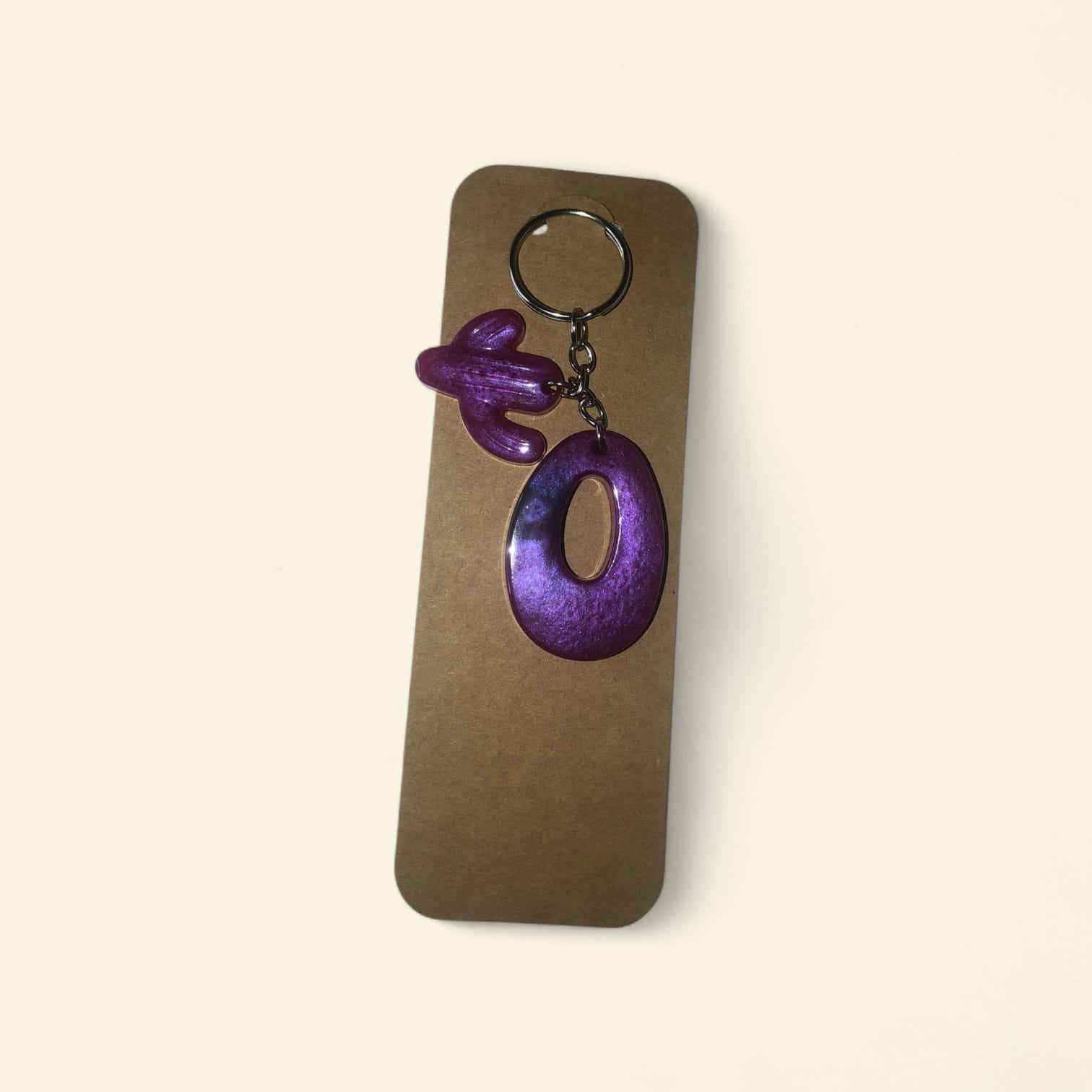 Galactic Violet Monogram Keychain | Resin Cactus Charm