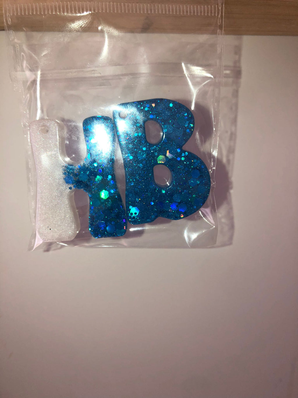 Custom Ocean Blue Glitter Resin Letter Keychains – Pick Your Initial!