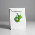 Green glitter resin moon star heart keychain on kraft card