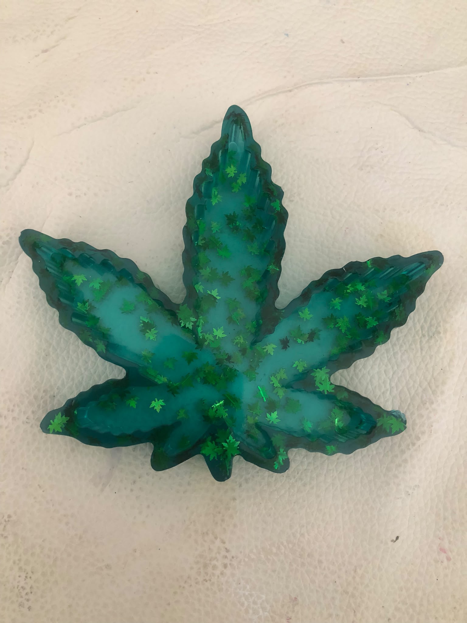 Teal Leaf Resin Ashtray