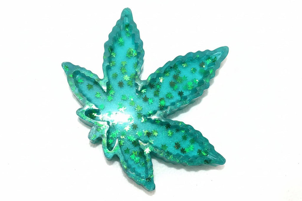 Teal Leaf Resin Ashtray
