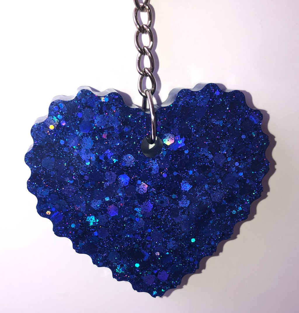 Chunky Glitter Scalloped Keychain – Custom Resin Bag Charm