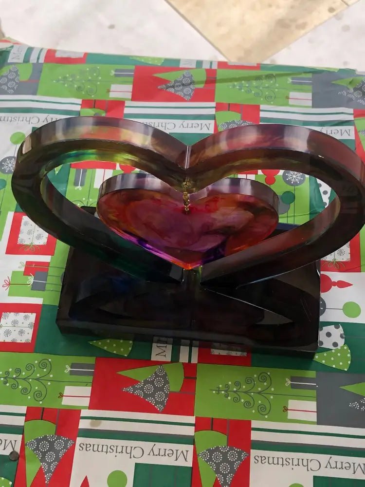 Handcrafted Double Heart Resin Keepsake – The Perfect Gift for Mom