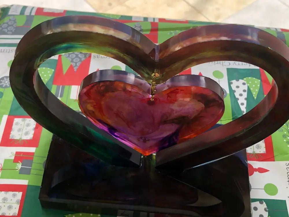 Handcrafted Double Heart Resin Keepsake – The Perfect Gift for Mom