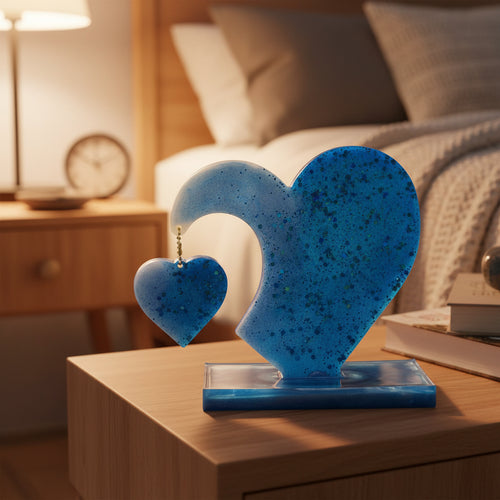 Custom Resin Heart Sculpture with Romantic Quote – Couples Anniversary Gift