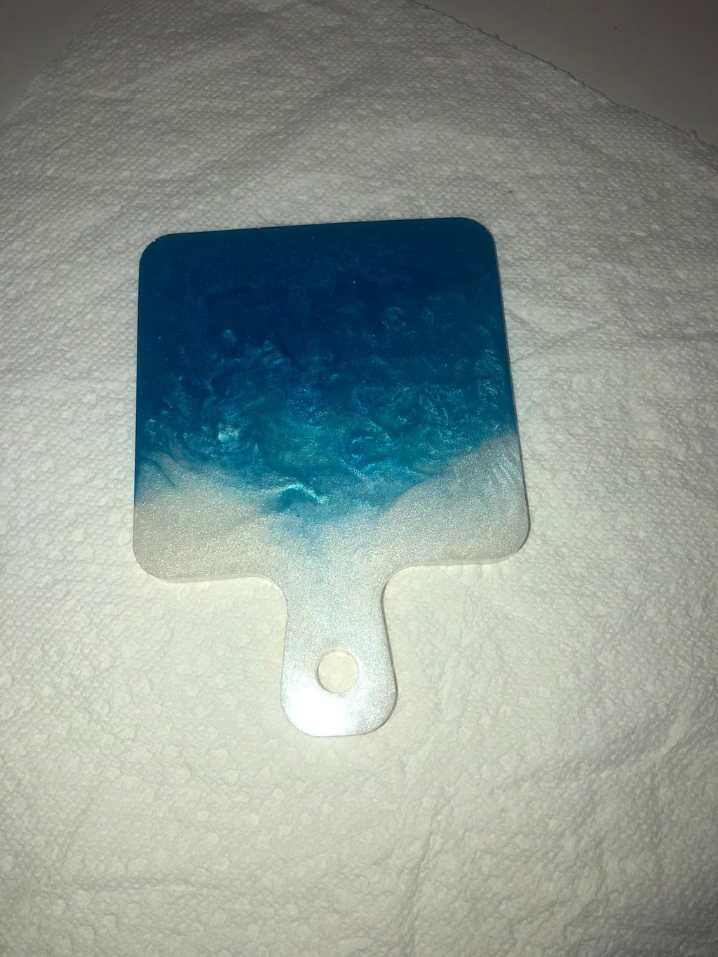 Handcrafted Ocean Wave Resin Coaster – Teal & Pearl Seascape