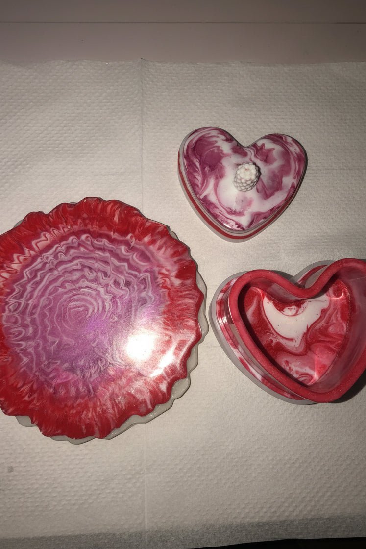 Rosé Marble Heart Trinket Set