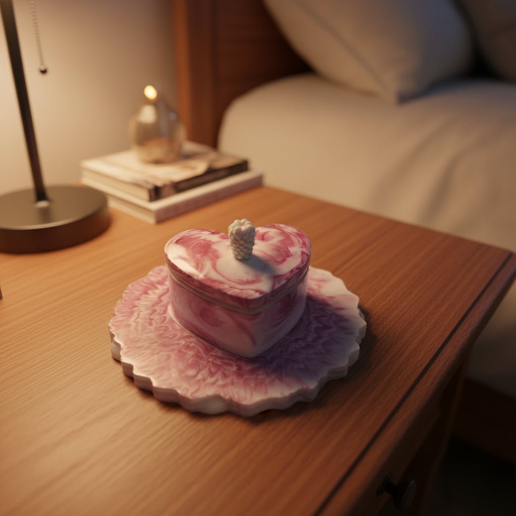 Rosé Marble Heart Trinket Set