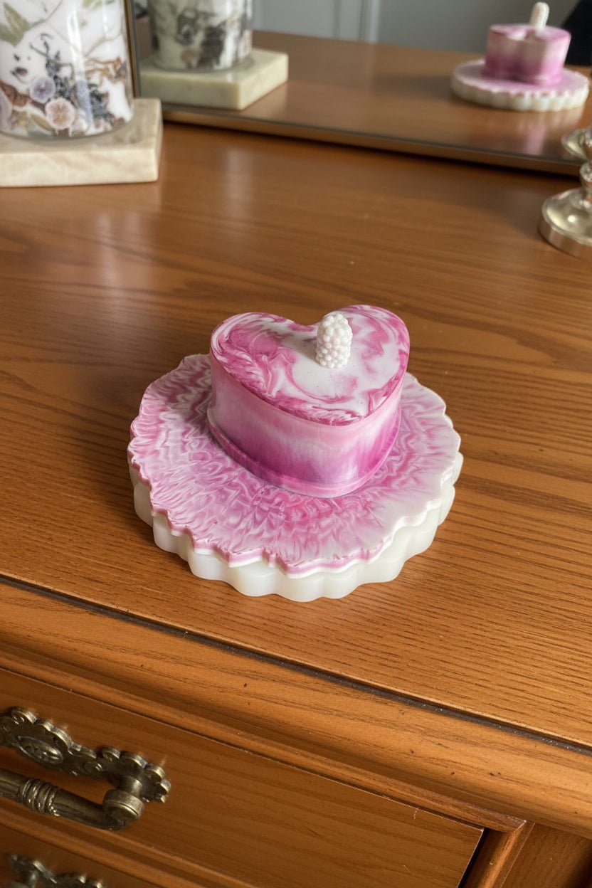 Rosé Marble Heart Trinket Set