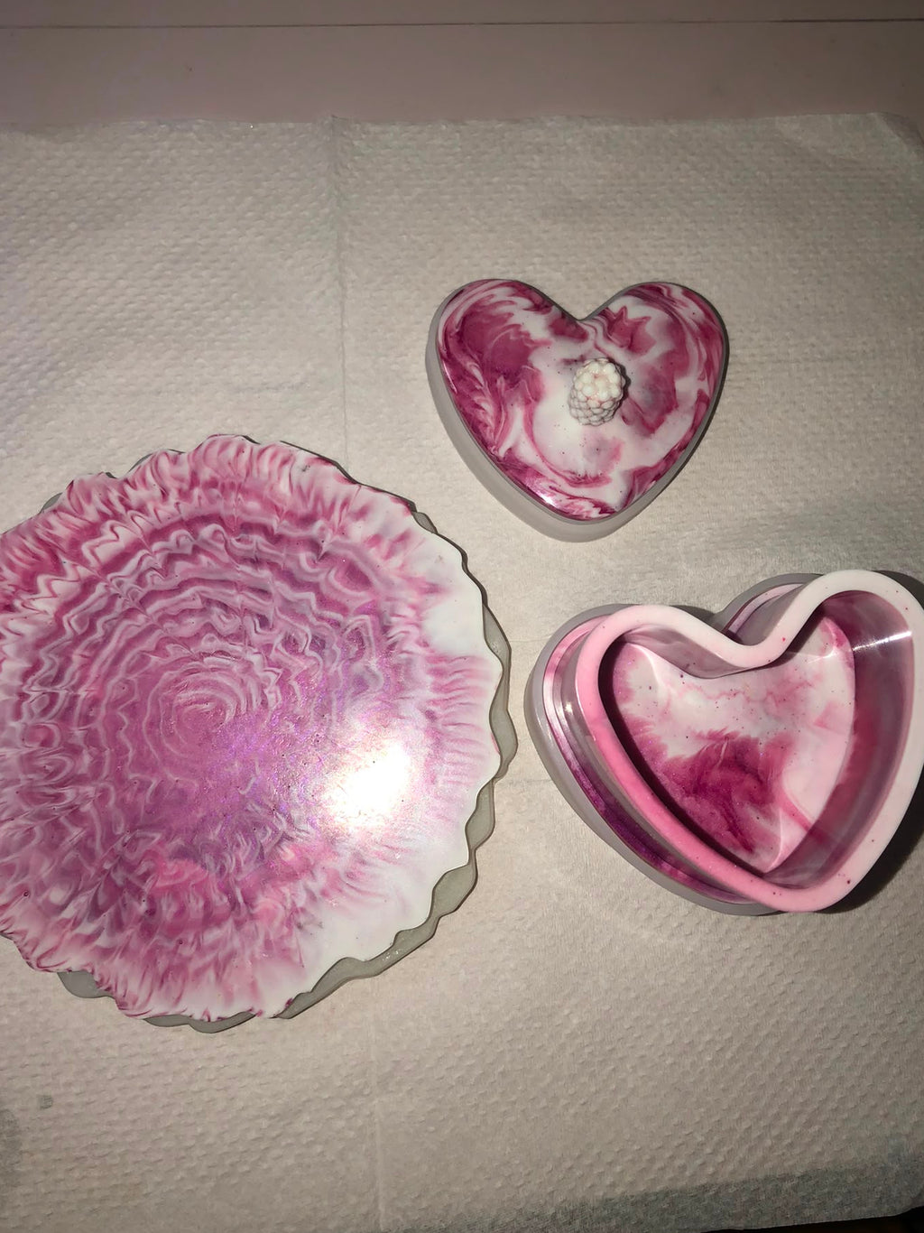 Rosé Marble Heart Trinket Set