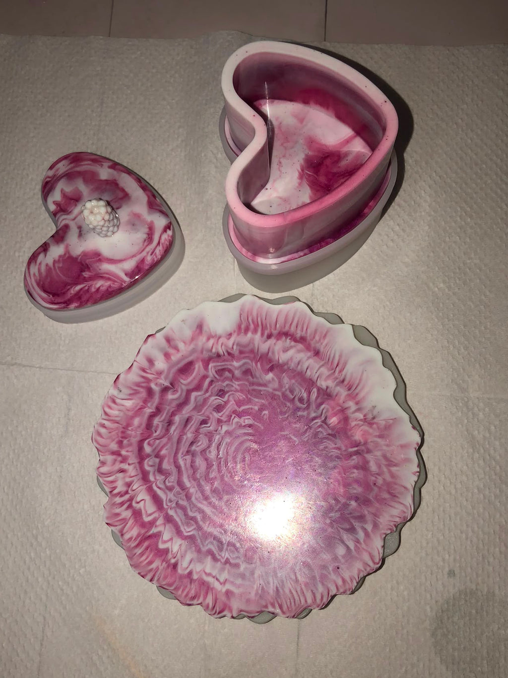 Rosé Marble Heart Trinket Set
