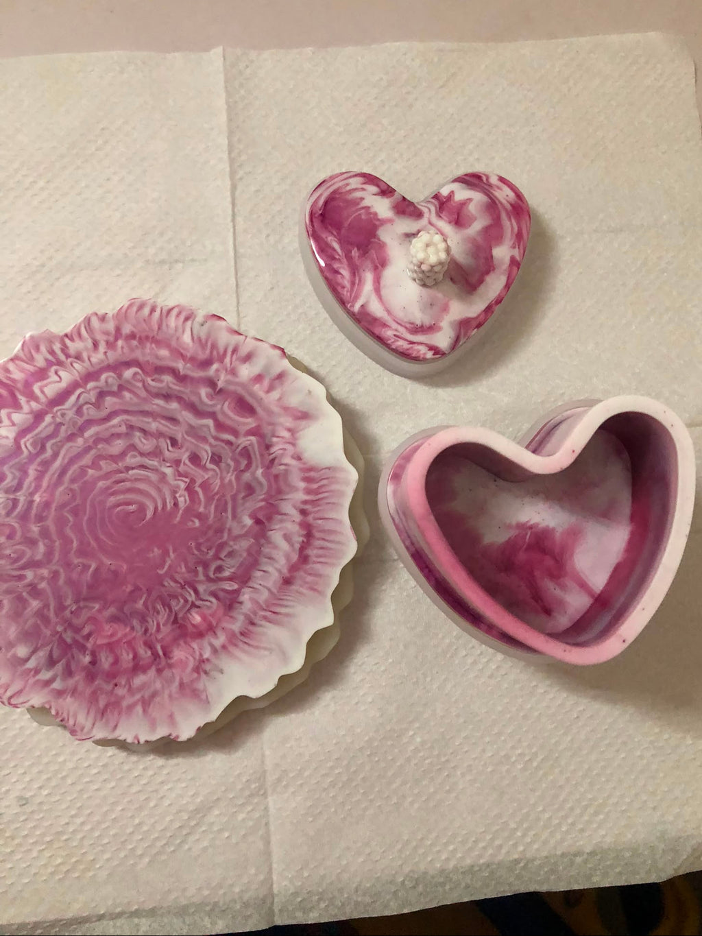 Rosé Marble Heart Trinket Set