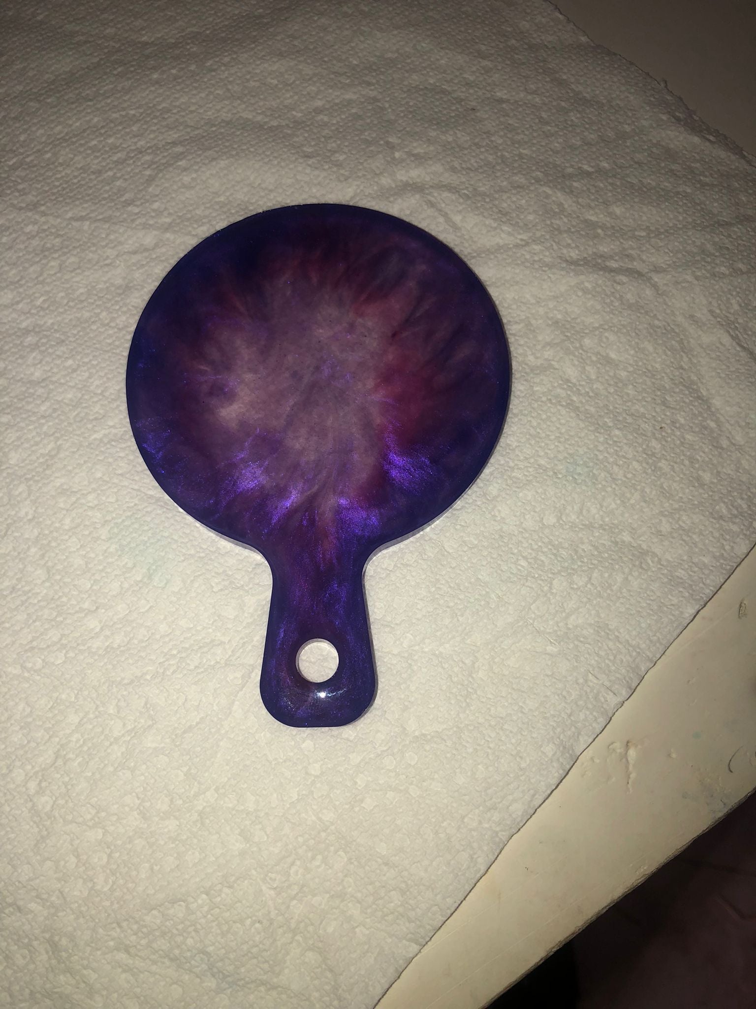 Handcrafted Purple Nebula Resin Coaster – Shimmering Amethyst Paddle